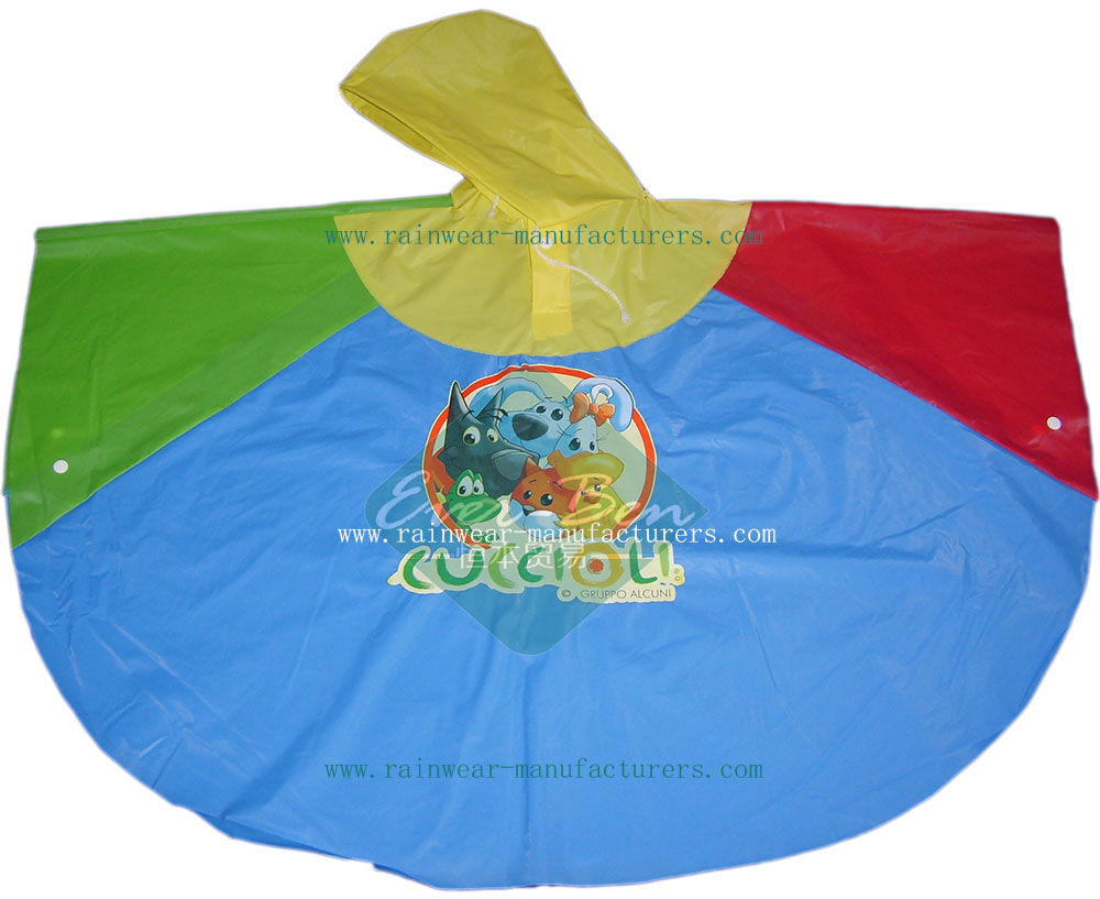 Kids plastic rain poncho-PVC rain cape